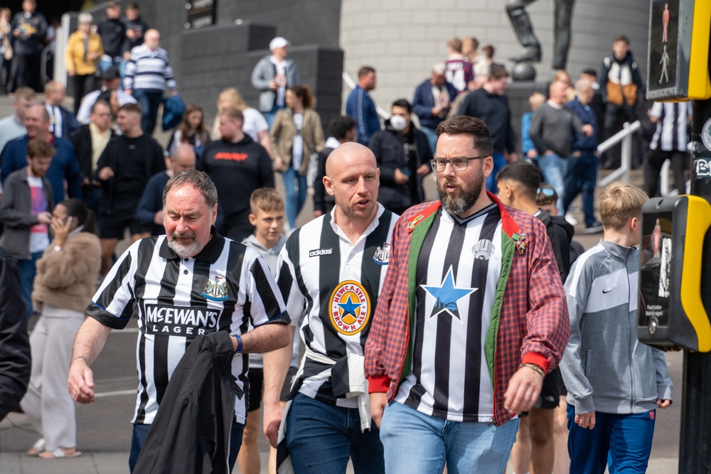 Newcastle United fans leaving St James' Park after their game against Liverpool on April 30, 2022