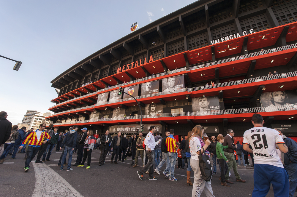 Che Fans outside the  Mestalla Stadium in Valencia
